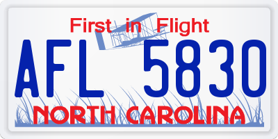 NC license plate AFL5830