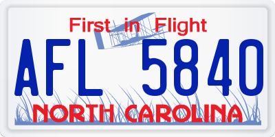 NC license plate AFL5840