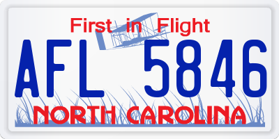 NC license plate AFL5846