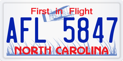 NC license plate AFL5847