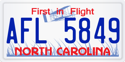 NC license plate AFL5849