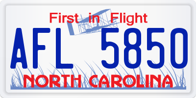 NC license plate AFL5850