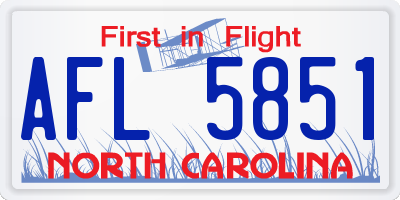 NC license plate AFL5851