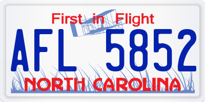 NC license plate AFL5852