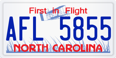 NC license plate AFL5855