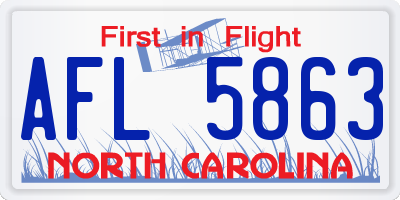 NC license plate AFL5863