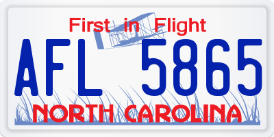NC license plate AFL5865