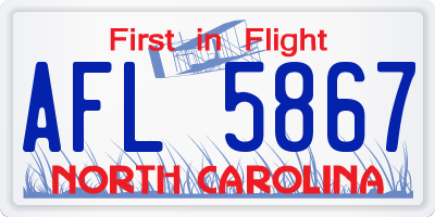 NC license plate AFL5867