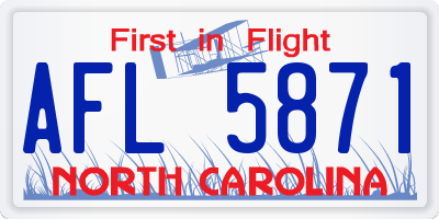 NC license plate AFL5871