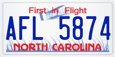 NC license plate AFL5874