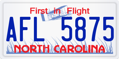 NC license plate AFL5875