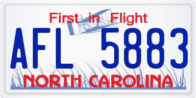 NC license plate AFL5883