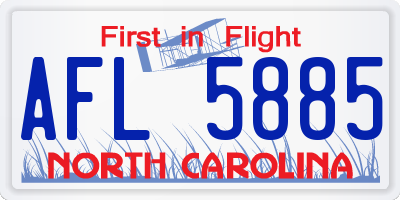 NC license plate AFL5885