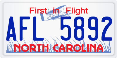 NC license plate AFL5892