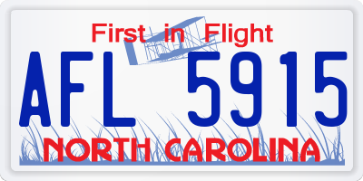 NC license plate AFL5915