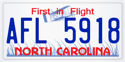 NC license plate AFL5918