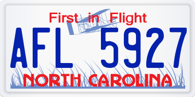 NC license plate AFL5927