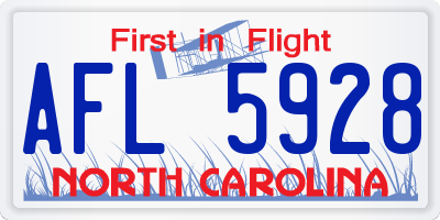 NC license plate AFL5928