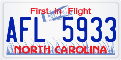 NC license plate AFL5933