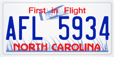 NC license plate AFL5934