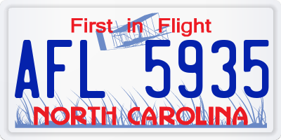 NC license plate AFL5935