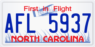 NC license plate AFL5937