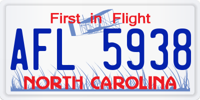 NC license plate AFL5938