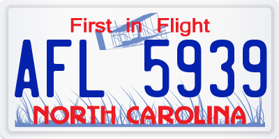 NC license plate AFL5939