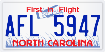 NC license plate AFL5947