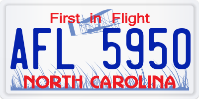 NC license plate AFL5950