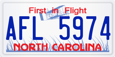 NC license plate AFL5974