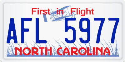 NC license plate AFL5977