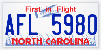 NC license plate AFL5980