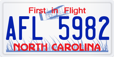 NC license plate AFL5982