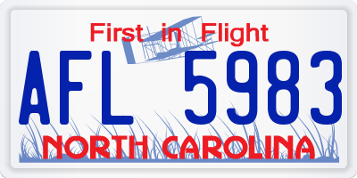 NC license plate AFL5983