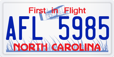 NC license plate AFL5985