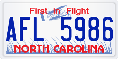 NC license plate AFL5986