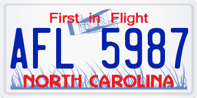 NC license plate AFL5987