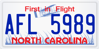 NC license plate AFL5989