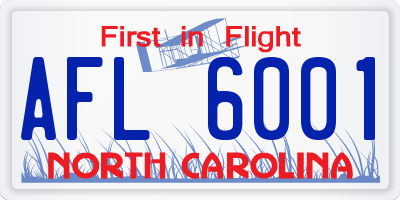 NC license plate AFL6001