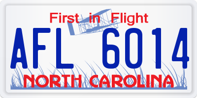 NC license plate AFL6014