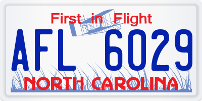 NC license plate AFL6029