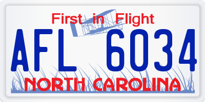 NC license plate AFL6034