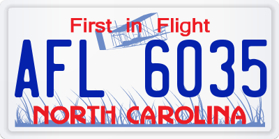 NC license plate AFL6035