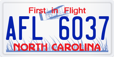 NC license plate AFL6037