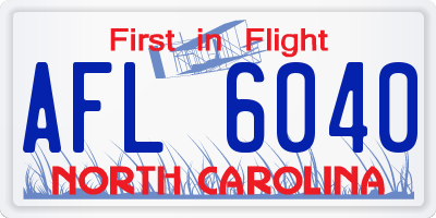 NC license plate AFL6040
