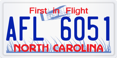 NC license plate AFL6051
