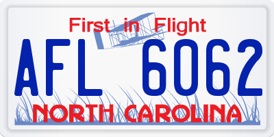 NC license plate AFL6062