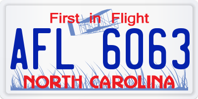 NC license plate AFL6063