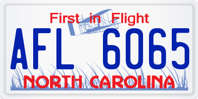 NC license plate AFL6065